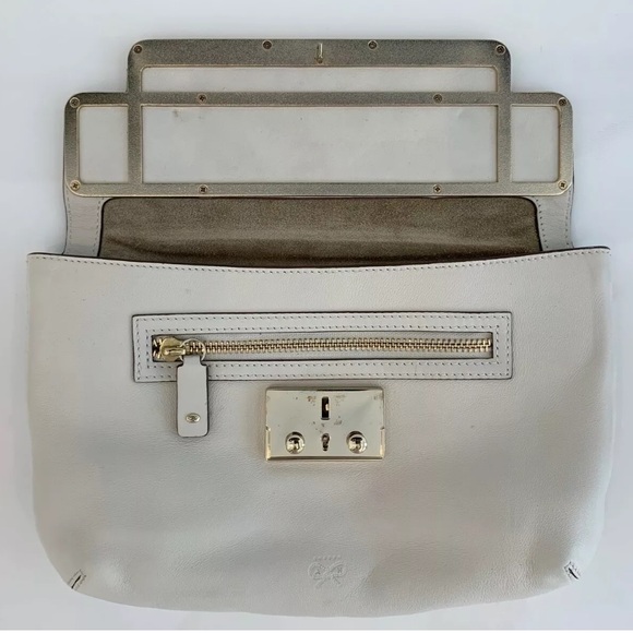ANYA HINDMARCH IVORY WHITE LOCK AND KEY CLUTCH - Picture 11 of 16